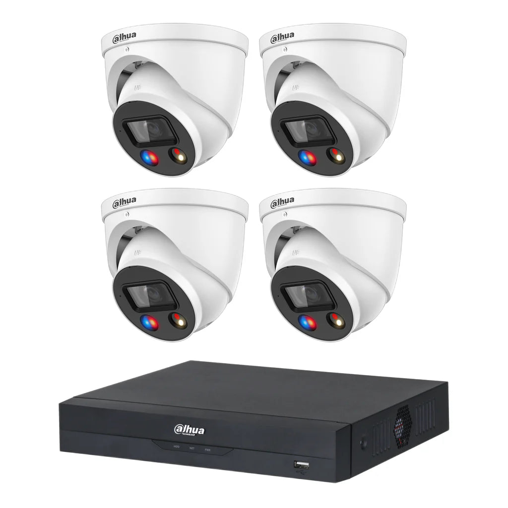 Dahua 4 x 8MP TiOC CCTV Kit: Full Colour Night Vision, Audible Warning And Two-way Audio with PoE AI NVR