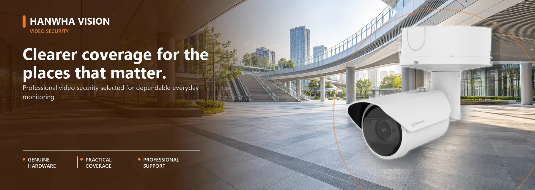 Hanwha 4MP Cameras product shown in a Security Australia surveillance setting.