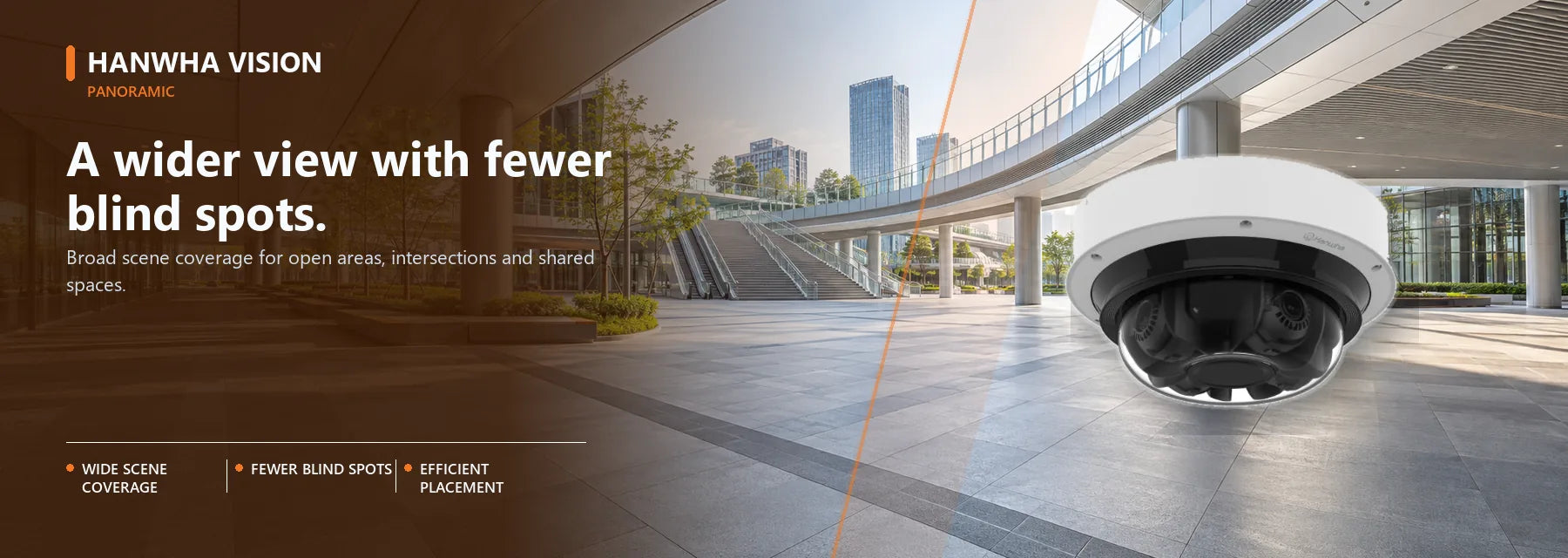 Hanwha Multi Directional Camera product shown in a Security Australia surveillance setting.