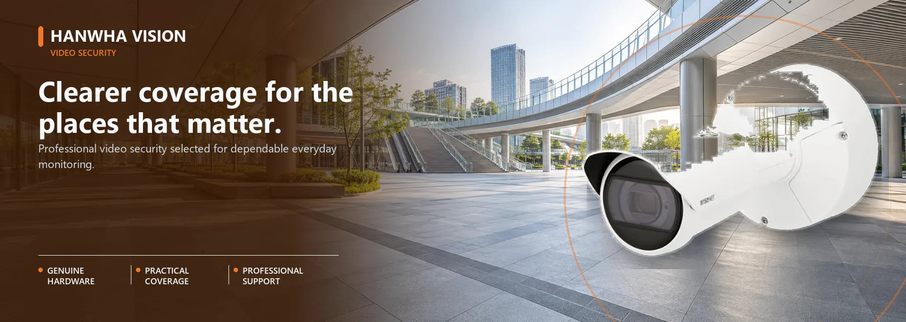 Hanwha Varifocal product shown in a Security Australia surveillance setting.