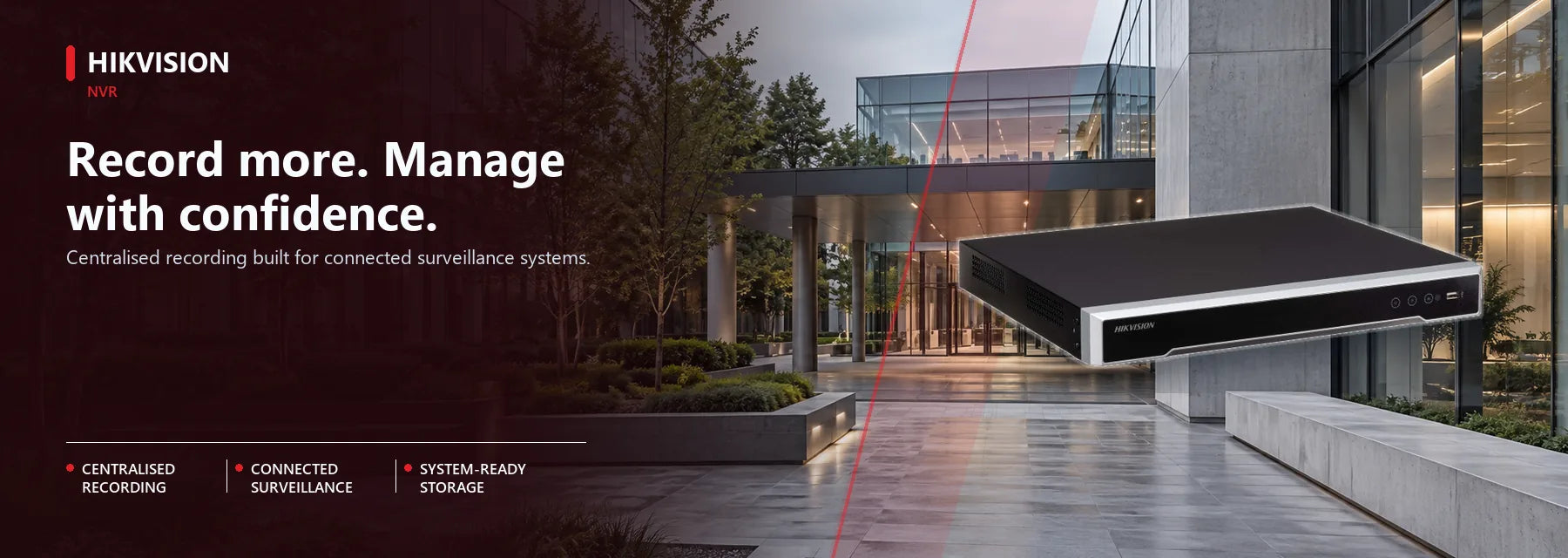 Hikvision NVRs product shown in a Security Australia surveillance setting.