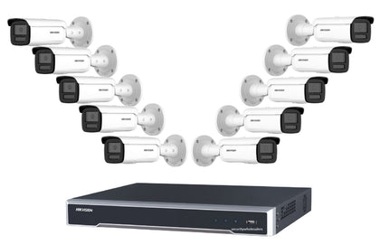 Hikvision 6MP AcuSense DS-2CD2T66G2H-2I Black Bullet 10 Camera Kit with DS-7616NI-M2/16P 16CH PoE 8K NVR, 60m IR, NO HDD INCLUDED