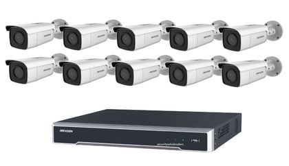 Hikvision 8MP AcuSense DS-2CD2T86G2-2I Bullet 10 Camera Kit with DS-7616NI-M2/16P 16CH PoE 8K NVR, 50m IR, NO HDD INCLUDED