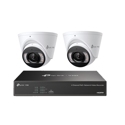 TP-Link Insight 8MP CCTV Kit: 2 x IP Turret Cameras (Full-Colour Speaker / Mic / Light) + 4CH NVR