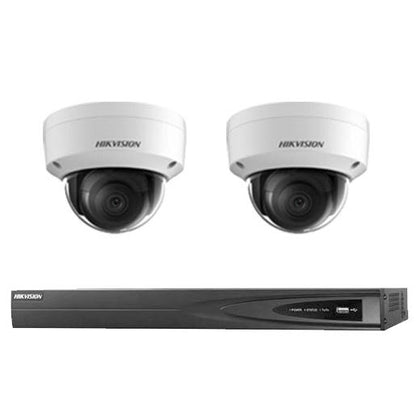6MP Hikvision CCTV Kit: 2 x IP Dome Cameras with Acusense + 4CH NVR with 4TB