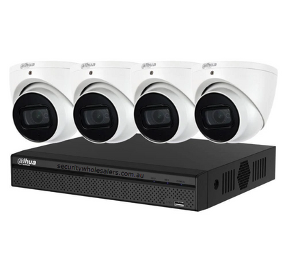 Dahua 4 x 6MP DH-IPC-HDW3666EMP-S-AUS AI Turret Security Kit 50m IR 2.8mm with Wizsense + AI 4CH NVR