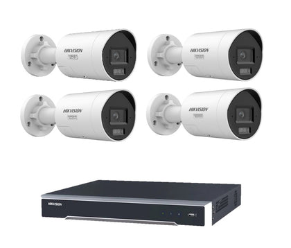 Hikvision 6MP Smart Hybrid Light DS-2CD2067G3-LI2UY/SL 4 Camera Kit with DS-7604NI-M1/4P 4 Channel PoE NVR NO HDD