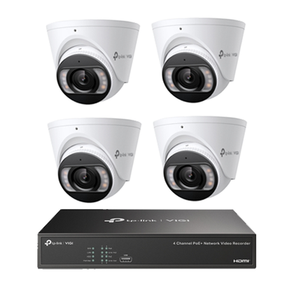TP-Link Insight 5MP CCTV Kit: 4 x IP Turret Cameras (Full-Colour Speaker / Mic / Light) + 4CH NVR