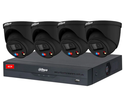 Dahua 4 x BLACK 8MP TIOC 3.0 IPC-HDW3849H-AS-PV-ANZ-S2 Turret Kit with 8CH NVR