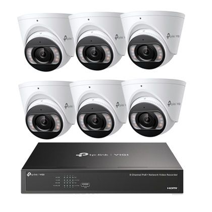 TP-Link Insight 5MP CCTV Kit: 6 x IP Turret Cameras (Full-Colour Speaker / Mic / Light) + 8CH NVR