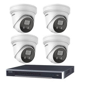 8MP 4CH Hikvision CCTV Kit: 4 x Outdoor Turret Cameras with Acusense Filter + 4CH NVR 4TB HDD - Add Additional Cameras