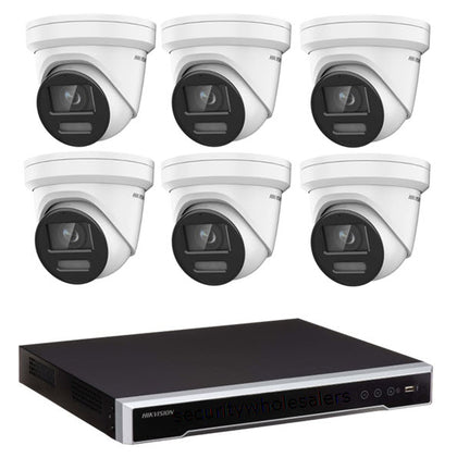 8MP Hikvision Colorvu CCTV Kit: 6 x Colorvu Hybrid Turret Liveguard Cameras + 8CH M Series NVR / 4TB