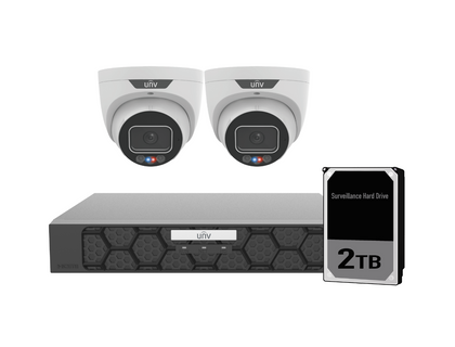 Uniview UNV Acutrack Triguard 2 x 8MP Active Deterrence CCTV Kit with 2TB HDD &amp; 4CH NVR