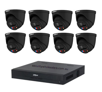 Dahua 8 x 8MP BLACK TIOC Advanced 2.0 with SMD4.0 Active Deterrance Turret Kit with 8CH Wizsense NVR