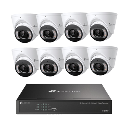 TP-Link Insight 5MP CCTV Kit: 8 x IP Turret Cameras (Full-Colour Speaker / Mic / Light) + 8CH NVR
