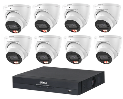 Dahua 8 x 8MP DH-IPC-HDW3867EM-S-IL-ANZ Fixed Starlight Turret Cameras, 8CH AI NVR