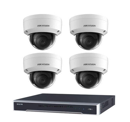 8MP 4CH Hikvision CCTV Kit: 4 x Outdoor Vandalproof Domes w/Acusense + 4CH NVR