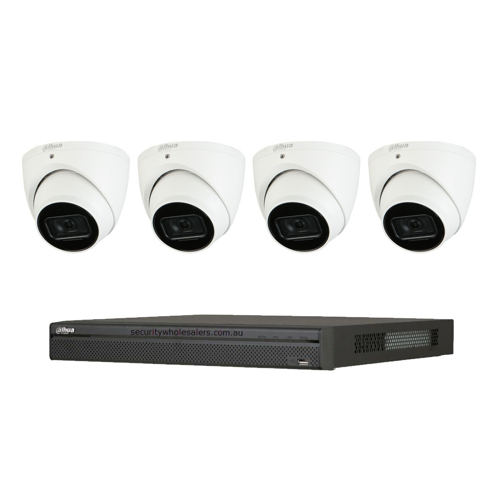 Dahua 4 x 8MP Eyeball / Turret Kit with 8CH NVR + 2TB HDD 4mm lens