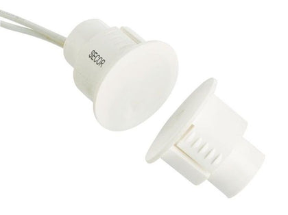 Recessed Steel Door Reed Switch, Flush Mount, 19mm White