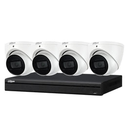 Dahua 8 MP + 4 Channels Kit: 4 x WizSense Fixed Starlight Turret Cameras, AI NVR - NO HDD