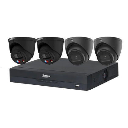 Dahua 8MP + 8 Channels Kit: 2 x 8MP TiOC and 2 x 8MP Turret Cameras with 8CH AI NVR - Black
