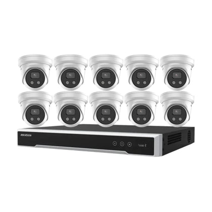 Hikvision 10 x 6MP AcuSense Turret Camera and 16 Channel NVR CCTV Kit