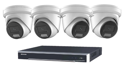 Hikvision 8MP Acusense 4 x Outdoor Turret With Strobe & Siren + 4CH NVR CCTV Kit