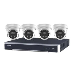 Hikvision 4 x 8MP Cameras + 4CH NVR CCTV Kit: 4 AcuSense Turret Cameras + 4CH 4K NVR