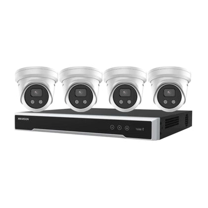 Hikvision 4 x 8MP Cameras 8CH NVR CCTV Kit: 4 AcuSense Turret + 8CH 8K NVR Bundle 4TB