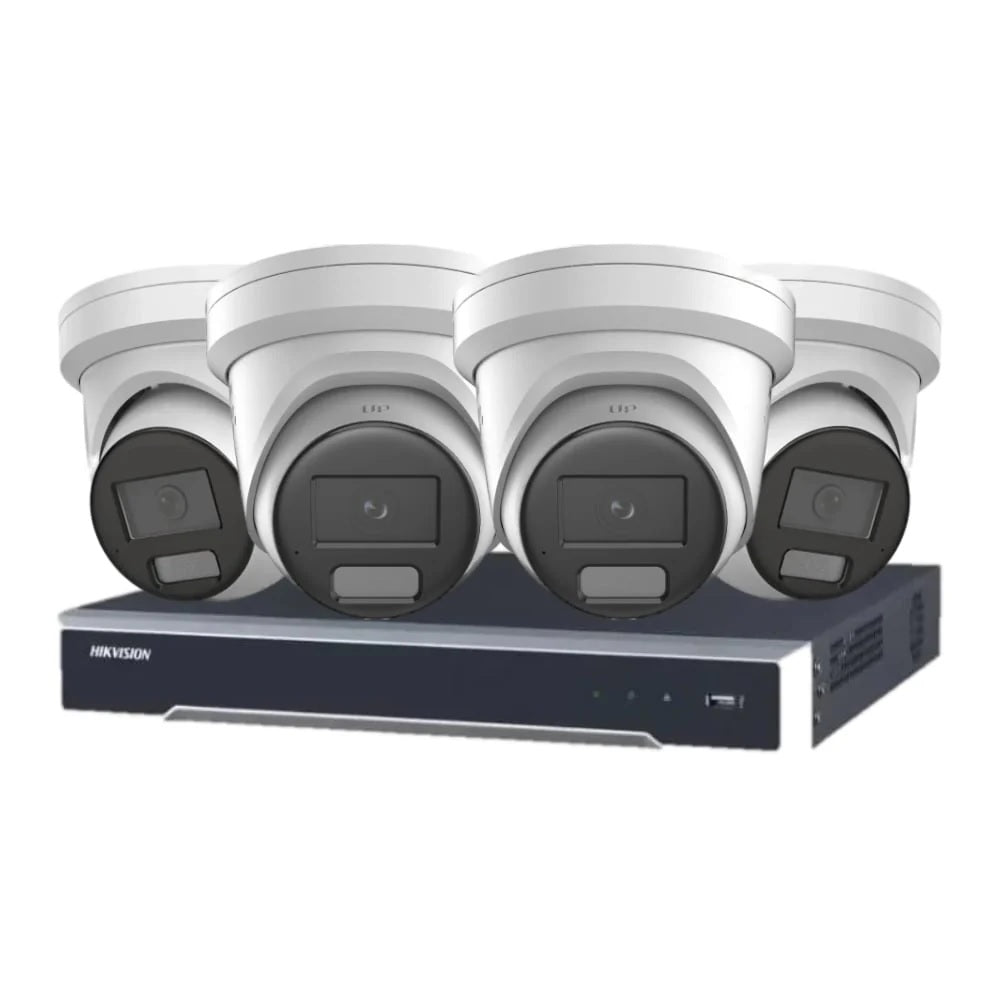Hikvision 4 x 6MP Strobe Light, Two-way Audio, Alarm Cameras & 4 C ...