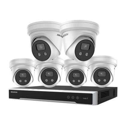 Hikvision 2 x 6MP Liveguard + 4 x 6MP &amp; 8CH NVR CCTV Kit: 6 Turret Cameras + 8CH 8K NVR Bundle