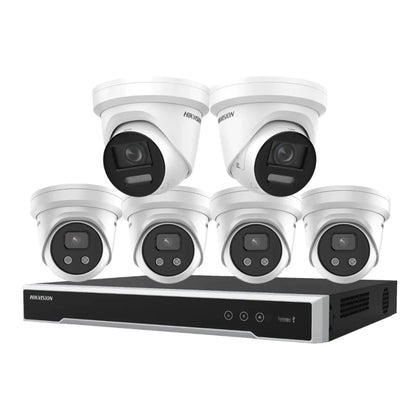 Hikvision 6 Cameras &amp; 8 Channel CCTV Kit: 2 x 8MP ColorVu &amp; 4 x 6MP AcuSense Turret Cameras + 8CH 8K NVR Bundle