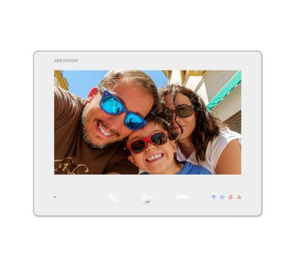 Hikvision DS-KH7300EY-WTE2/White 2-Wire HD Indoor Station with 7-inch Touchscreen, Wi-Fi, Hik-Connect Support & 1024×600 Resolution