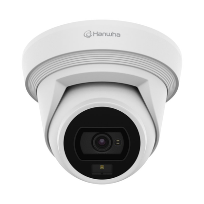 Hanwha Vision QNE-C8013RL 5MP AI Dual-Light Flateye Outdoor Camera – 3 mm Lens, Warm White LED & IR, AI Analytics
