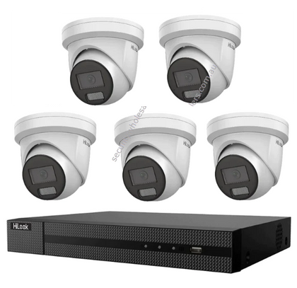 HiLook by Hikvision 6MP 8CH CCTV Kit - 5 x IP IPC-T262H-MU Turret Cameras + 8CH NVR