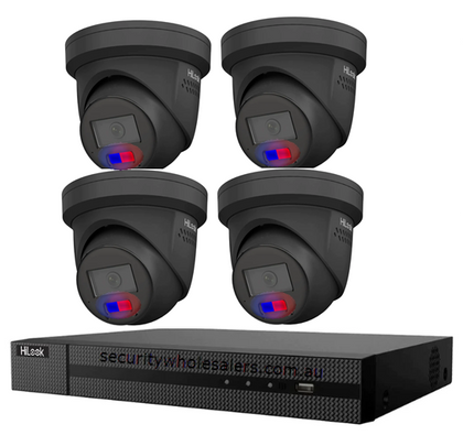 Hikvision Hilook 6MP Acusense 4 Camera CCTV Kit - ACDC Light, Speaker & Strobe BLACK