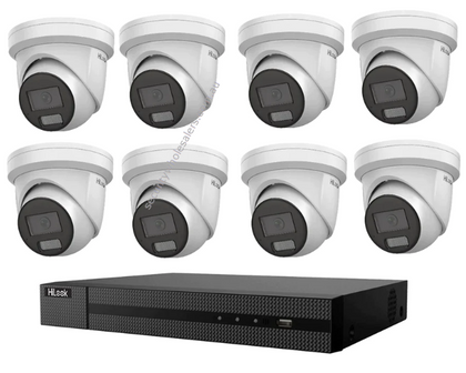 HiLook Hikvision 6MP AcuSense CCTV Kit - 8x Turret IPC-T361H-MU + 8CH PoE NVR 4TB / 2 x Wall