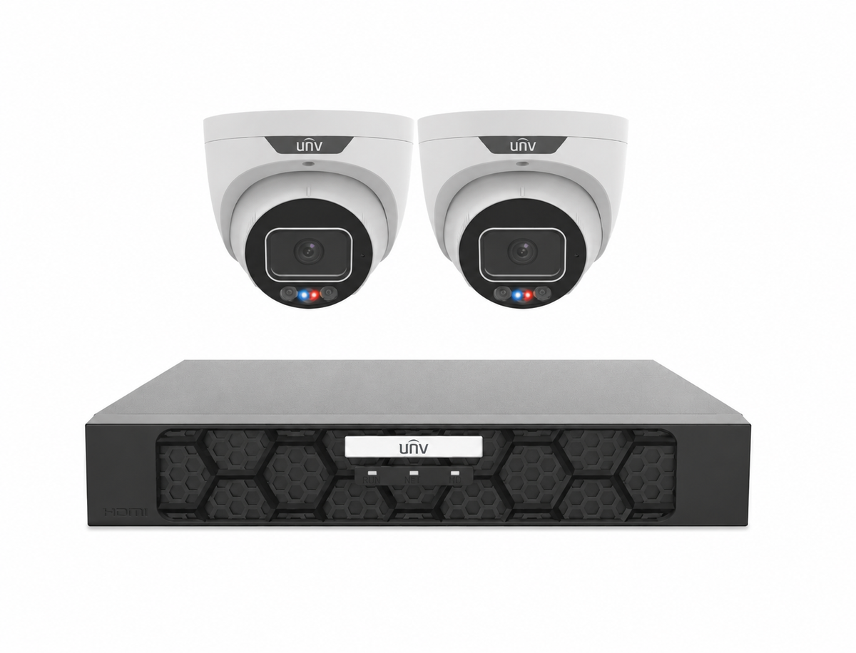 Uniview UNV Acutrack Triguard 2 x 8MP Active Deterrence CCTV Kit; 4CH NVR - NO HDD included