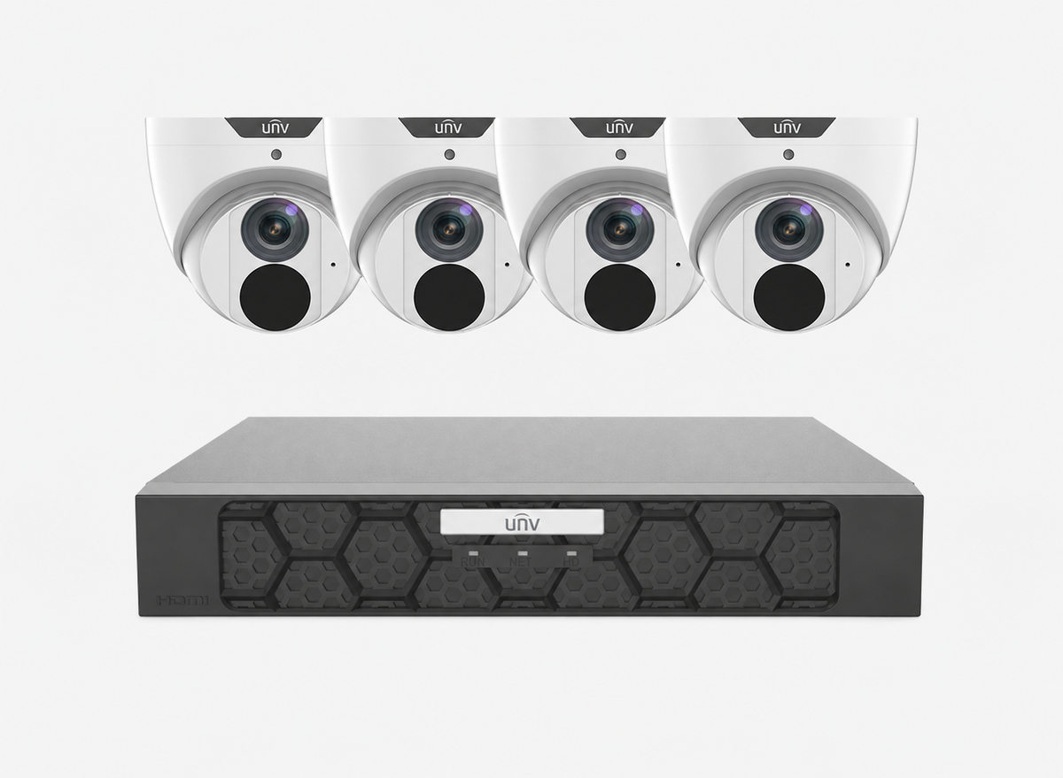 Uniview UNV 4 x 6MP Easystar AI CCTV Kit; 8CH NVR - NO HDD included