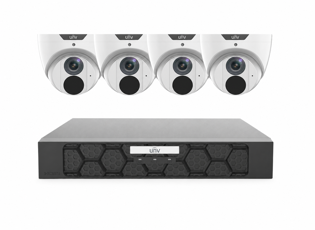 Uniview UNV 4 x 8MP Easystar AI CCTV Kit; 8CH NVR - NO HDD included