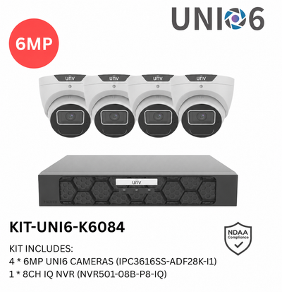 Uniview UNV Acutrack UNI6 4 x 6MP AI Security Camera Kit & 8CH NVR - NO HDD included