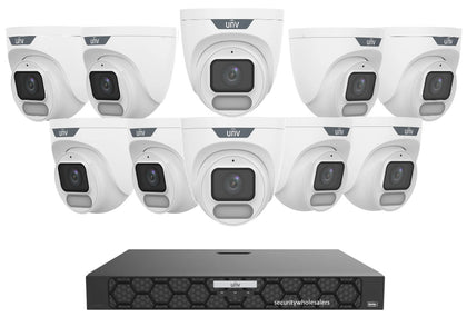 Uniview 10x 6MP OwlView Turret Security Kit with IQ Series NVR, Warm Light ColorHunter & Mic