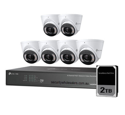 tp-link VIGI NK8MP‑T6425‑2T 8‑Channel PoE+ NVR Kit - 6× 4 MP Turret Cameras + 2TB HDD