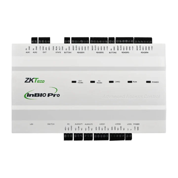 ZKTeco ZK-INBIO260PRO 2-Door Network Controller Panel, Support 4 (RS485 Readers) / 4 (Wiegand Readers) Cardholders Capacity (60,000) Fingerprint Capacity (20,000) with 6 Inputs & 4 Outputs