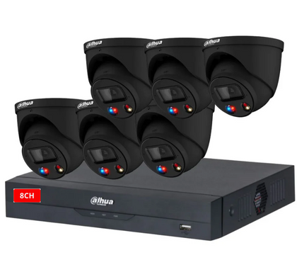Dahua 6 x BLACK 8MP TIOC with SMD4.0 DH-IPC-HDW3849H-AS-PV-ANZ Active Deterrance Turret Kit with 8CH NVR Wizsense