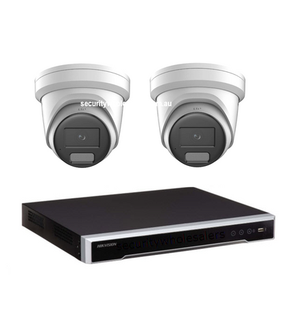 Hikvision 6MP 4CH ColorVu 3.0 CCTV Kit: 2 LiveGuard Turret Cameras + 4CH M Series PoE NVR