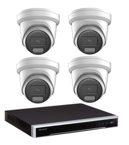 Hikvision 8MP Colorvu 3.0 Hybrid  CCTV Kit: 4 x Liveguard Gen 3 Cameras + 8CH M Series NVR / NO HDD