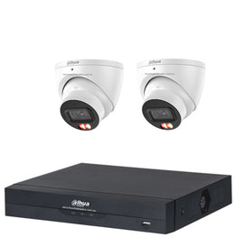 Dahua 6MP 4CH CCTV Kit - 2x Smart Dual Light Turret Cameras with SMD 4.0 & Mic + 4CH PoE NVR (DH-IPC-HDW3667EM-S-IL-ANZ, DHI-NVR4104HS-P-AI/ANZ)