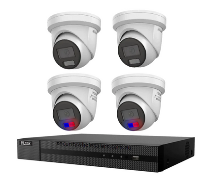 HiLook Hikvision 6MP AcuSense CCTV Kit - 2x Colour Deterrence IPC-T269-MU/SL + 2x Turret IPC-T361H-MU + 8CH PoE NVR (NVR-108MH-C/8P)