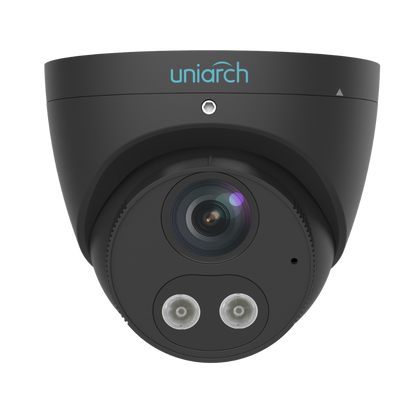 Uniarch powered by Uniview Tri-guard IPC-T1P8-AF28KC-B 8MP 4K Turret Network Camera w/ AI Filtering & LIGHT & SPEAKER [Black]